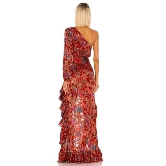 NEW Alexis Marseille One Shoulder High Low Red Floral Asymmetrical Dress Size XL - Picture 15 of 15